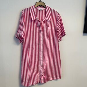 Stylish Pink and White Striped Men's Shirt
